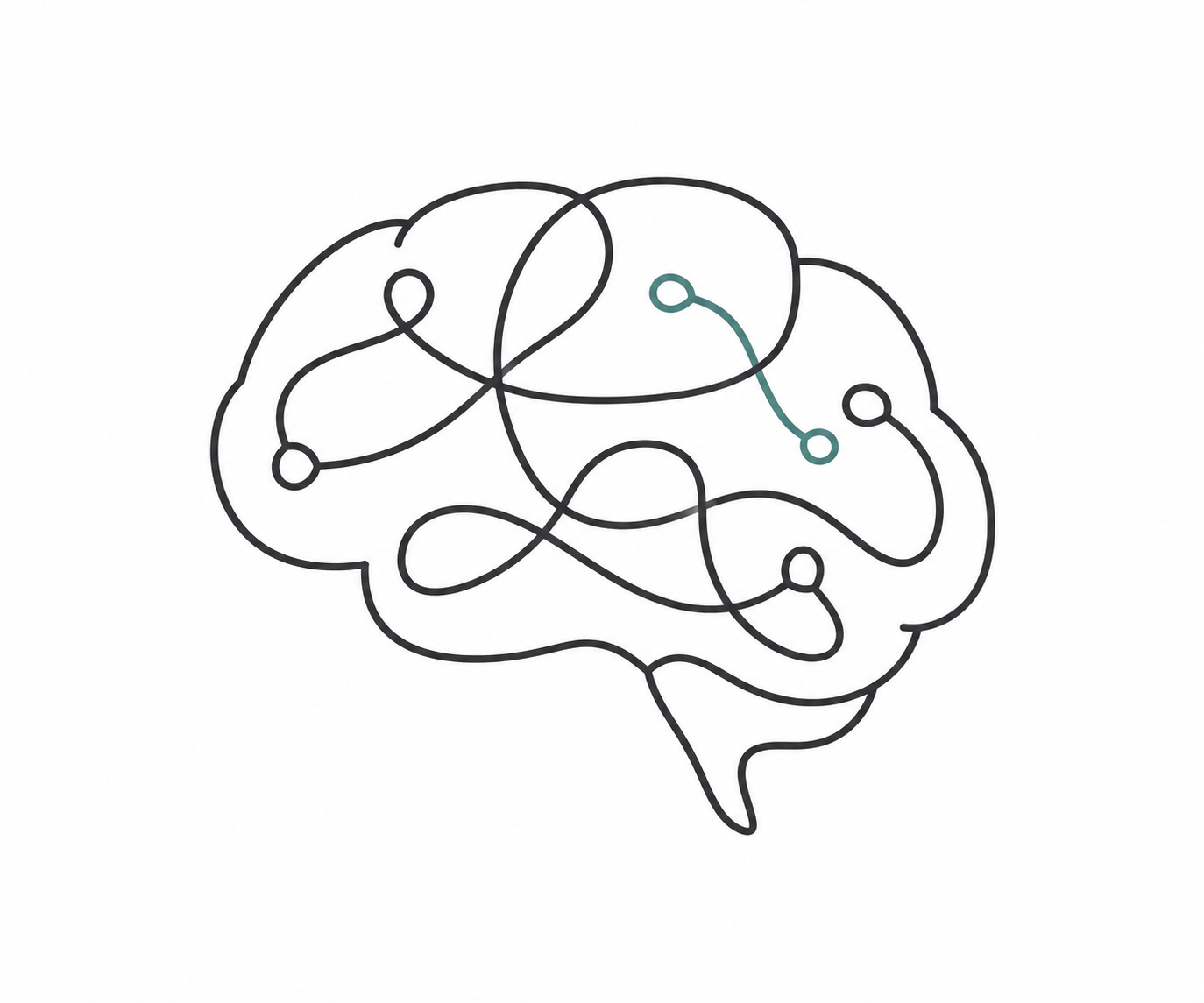 Cervello disegnato a tratto continuo