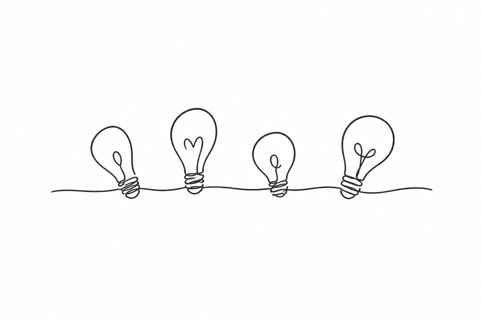 Lampadine disegnate a tratto continuo